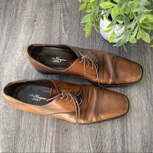 Salvatore Ferragamo Brown Leather Oxford Dress Shoes